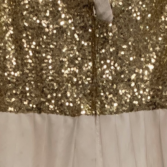 Gold Sequence Bodice with a White Satin, Tulle - Picture 6 of 8